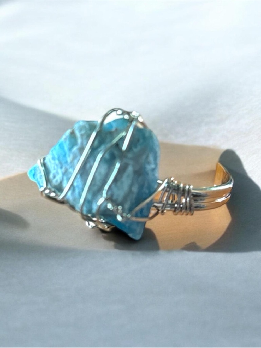 Artisan Wire-Wrapped Blue Sodalite Stone Ring